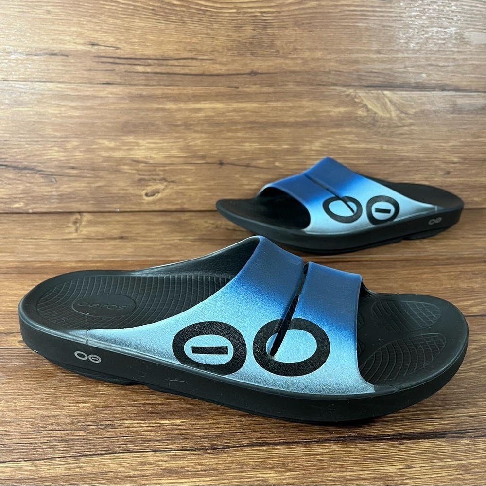 OOFOS OOAH Blue Orthotic Slip-On Slides Men’s Size 12 Shoes Sandals